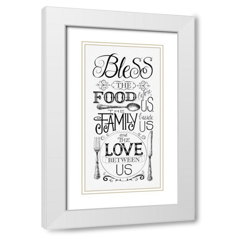 Bless the Food White Modern Wood Framed Art Print with Double Matting by Strain, Deb