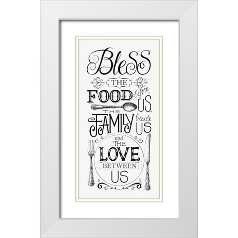 Bless the Food White Modern Wood Framed Art Print with Double Matting by Strain, Deb