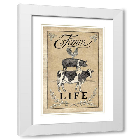 Farm Life White Modern Wood Framed Art Print with Double Matting by Strain, Deb