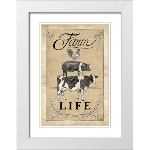 Farm Life White Modern Wood Framed Art Print with Double Matting by Strain, Deb