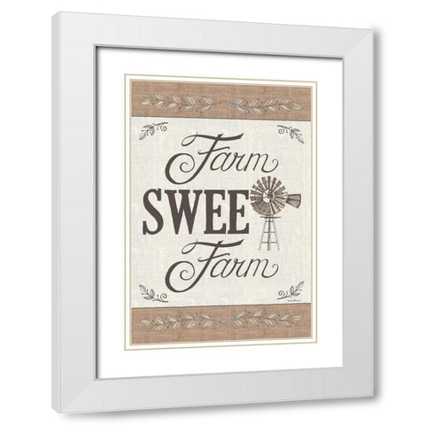 Farm Sweet Farm White Modern Wood Framed Art Print with Double Matting by Strain, Deb