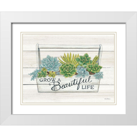 Beautiful Life Succulents White Modern Wood Framed Art Print with Double Matting by Strain, Deb