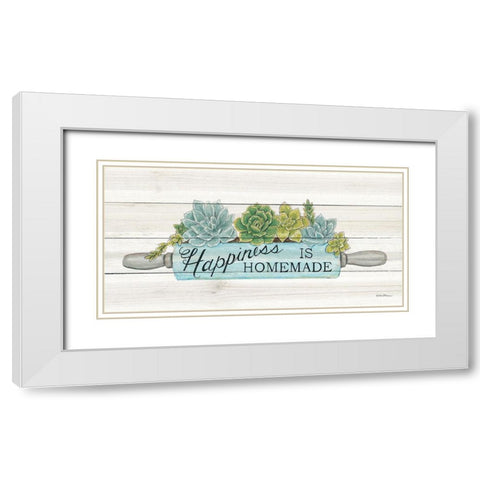 Happiness is Homemade Succulents White Modern Wood Framed Art Print with Double Matting by Strain, Deb