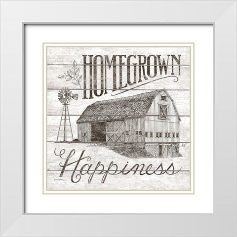 Homegrown Happiness White Modern Wood Framed Art Print with Double Matting by Strain, Deb