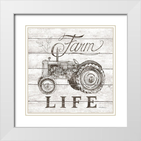 Farm Life White Modern Wood Framed Art Print with Double Matting by Strain, Deb