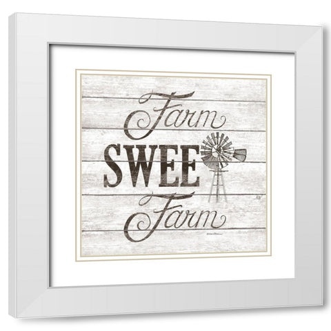 Farm Sweet Farm White Modern Wood Framed Art Print with Double Matting by Strain, Deb