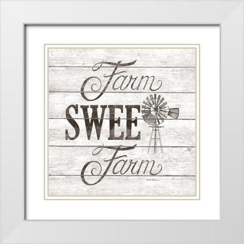 Farm Sweet Farm White Modern Wood Framed Art Print with Double Matting by Strain, Deb