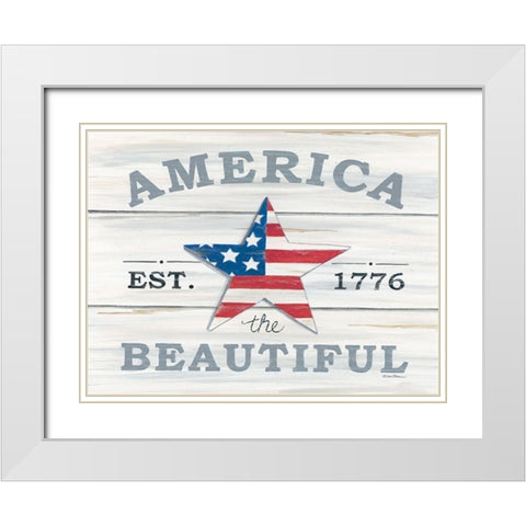 America the Beautiful Star White Modern Wood Framed Art Print with Double Matting by Strain, Deb