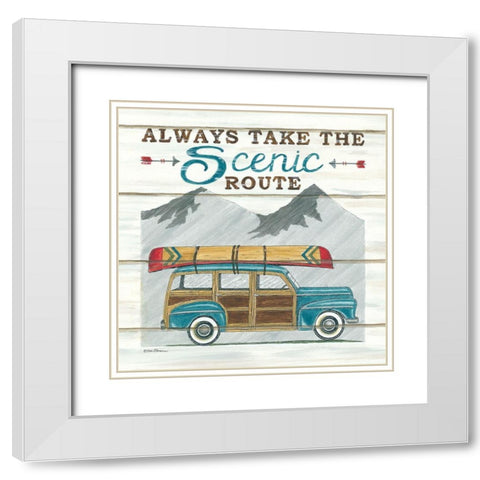Always Take the Scenic Route White Modern Wood Framed Art Print with Double Matting by Strain, Deb
