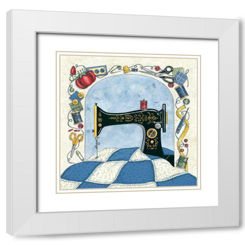 Sew Fun White Modern Wood Framed Art Print with Double Matting by Strain, Deb