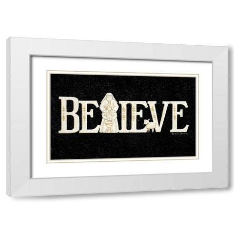 Believe White Modern Wood Framed Art Print with Double Matting by Strain, Deb