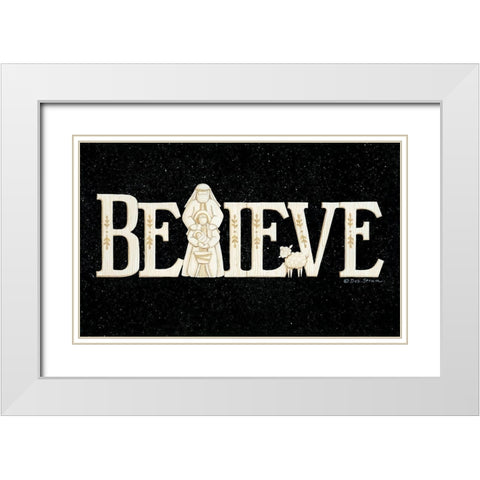 Believe White Modern Wood Framed Art Print with Double Matting by Strain, Deb