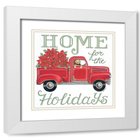 Home for the Holidays White Modern Wood Framed Art Print with Double Matting by Strain, Deb