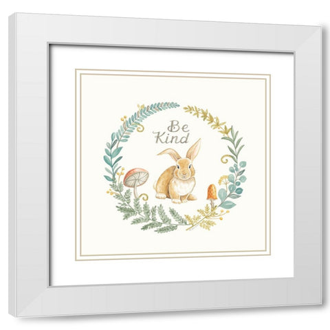 Be Kind Rabbit White Modern Wood Framed Art Print with Double Matting by Strain, Deb