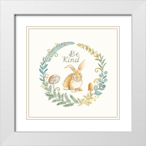 Be Kind Rabbit White Modern Wood Framed Art Print with Double Matting by Strain, Deb
