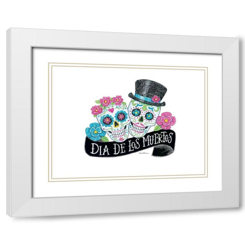 Day of the Dead Sugar Skulls White Modern Wood Framed Art Print with Double Matting by Strain, Deb