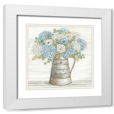 Thankful White Modern Wood Framed Art Print with Double Matting by Strain, Deb