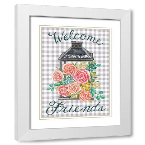 Lantern with Roses White Modern Wood Framed Art Print with Double Matting by Strain, Deb