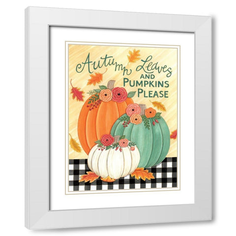 Autumn Leaves White Modern Wood Framed Art Print with Double Matting by Strain, Deb