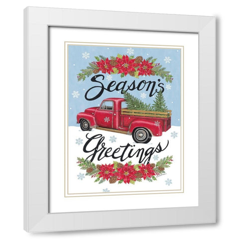 Greetings Pickup Truck White Modern Wood Framed Art Print with Double Matting by Strain, Deb