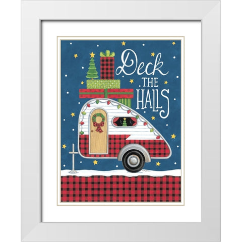 Deck the Halls Camper White Modern Wood Framed Art Print with Double Matting by Strain, Deb