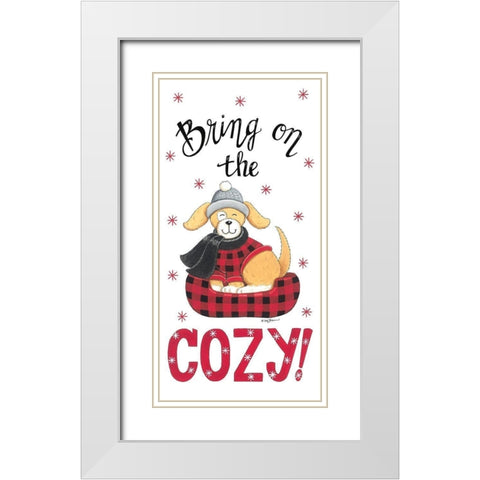 Bring on the Cozy Dog White Modern Wood Framed Art Print with Double Matting by Strain, Deb