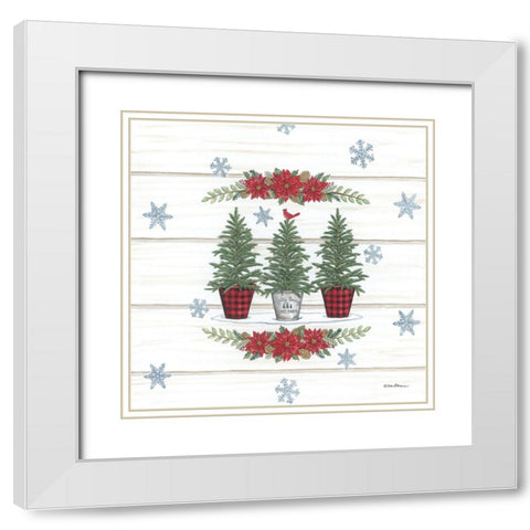 Christmas Tree Trio White Modern Wood Framed Art Print with Double Matting by Strain, Deb