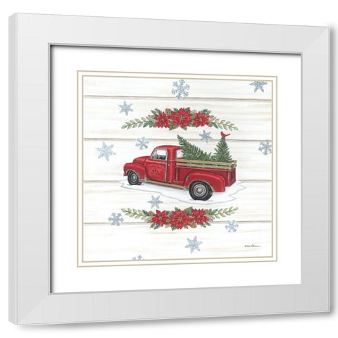 Holly Berry Tree Farms Truck White Modern Wood Framed Art Print with Double Matting by Strain, Deb