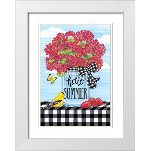 Hello Summer White Modern Wood Framed Art Print with Double Matting by Deb Strain