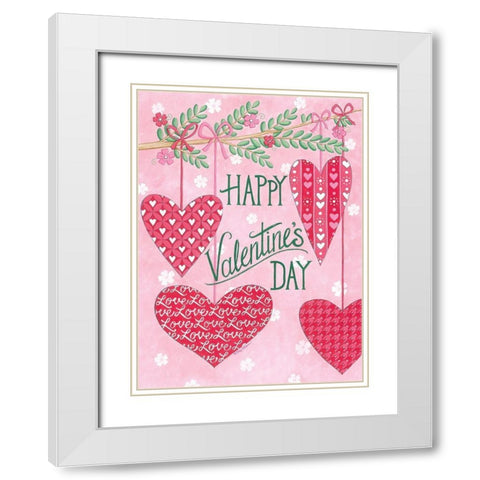 Hanging Hearts White Modern Wood Framed Art Print with Double Matting by Strain, Deb