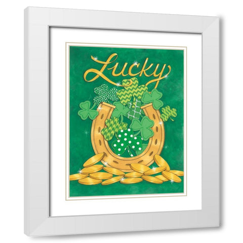 Lucky Horseshoe White Modern Wood Framed Art Print with Double Matting by Strain, Deb