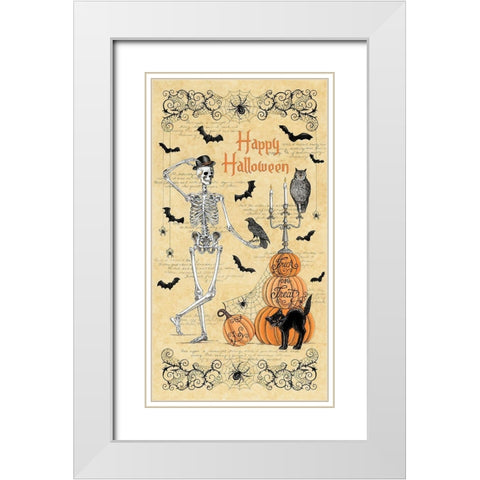 Happy Halloween White Modern Wood Framed Art Print with Double Matting by Strain, Deb
