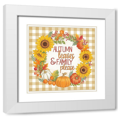 Autumn Leaves White Modern Wood Framed Art Print with Double Matting by Strain, Deb