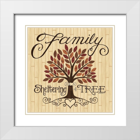 Sheltering Tree White Modern Wood Framed Art Print with Double Matting by Strain, Deb