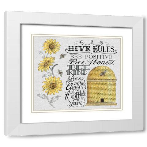 Hive Rules White Modern Wood Framed Art Print with Double Matting by Strain, Deb