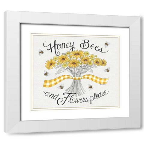 Flowers Please White Modern Wood Framed Art Print with Double Matting by Strain, Deb