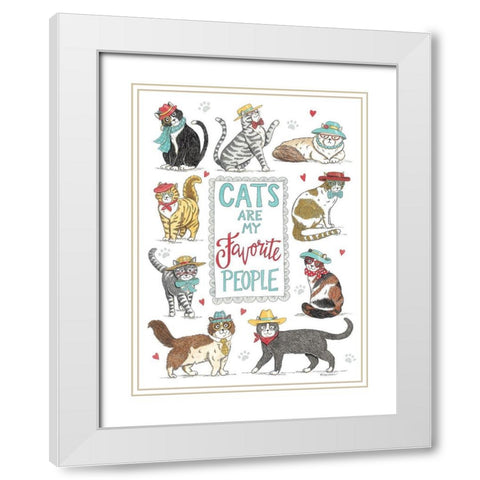Cats are My Favorite People White Modern Wood Framed Art Print with Double Matting by Strain, Deb