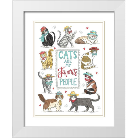 Cats are My Favorite People White Modern Wood Framed Art Print with Double Matting by Strain, Deb