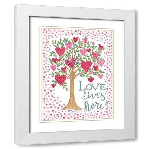 Love Tree White Modern Wood Framed Art Print with Double Matting by Strain, Deb