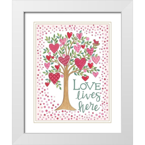 Love Tree White Modern Wood Framed Art Print with Double Matting by Strain, Deb