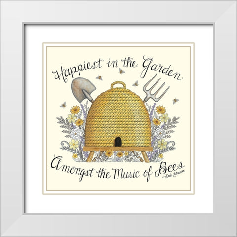Happiest in the Garden White Modern Wood Framed Art Print with Double Matting by Strain, Deb