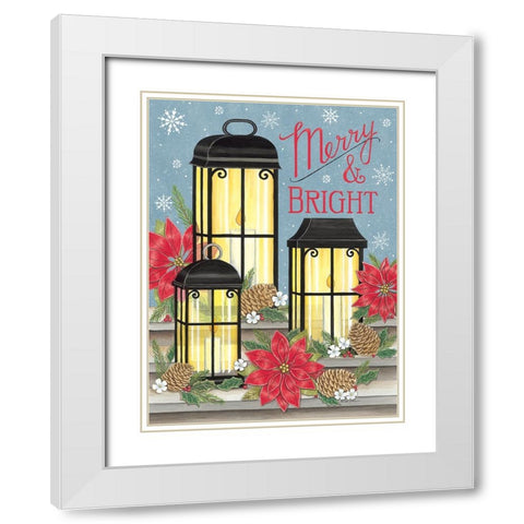Three Holiday Lanterns White Modern Wood Framed Art Print with Double Matting by Strain, Deb