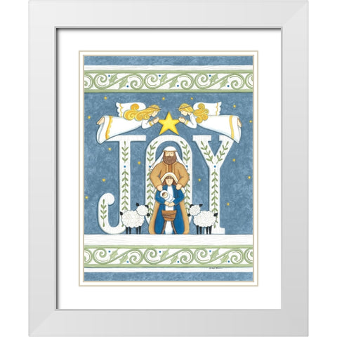 Joy Nativity White Modern Wood Framed Art Print with Double Matting by Strain, Deb