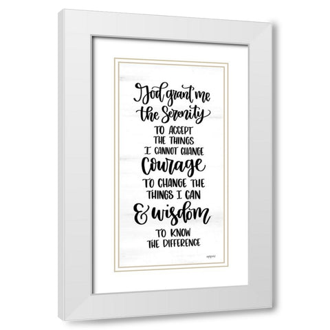 Serenity Prayer White Modern Wood Framed Art Print with Double Matting by Imperfect Dust