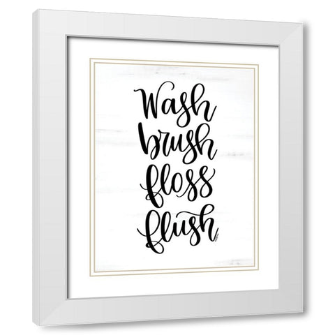 Wash, Brush, Floss, Flush White Modern Wood Framed Art Print with Double Matting by Imperfect Dust