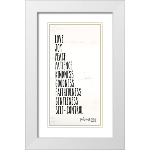 Love Joy Peace White Modern Wood Framed Art Print with Double Matting by Imperfect Dust