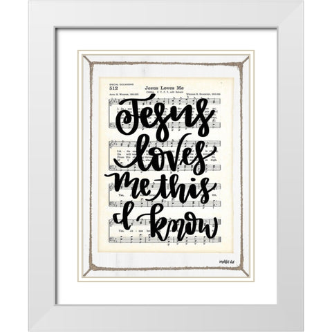 Jesus Loves Me White Modern Wood Framed Art Print with Double Matting by Imperfect Dust