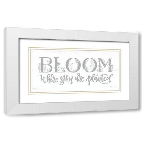 Bloom Where You Are Planted White Modern Wood Framed Art Print with Double Matting by Imperfect Dust