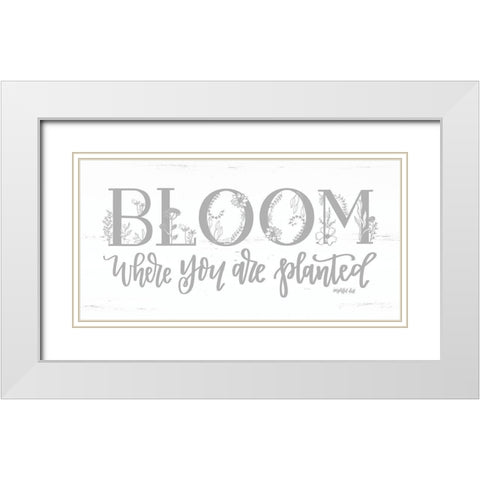 Bloom Where You Are Planted White Modern Wood Framed Art Print with Double Matting by Imperfect Dust