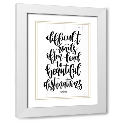 Difficult Roads White Modern Wood Framed Art Print with Double Matting by Imperfect Dust